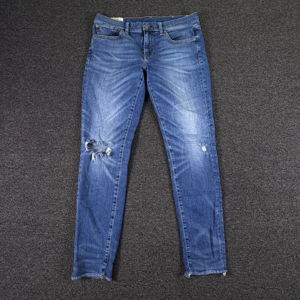 Polo Ralph Lauren Jeans Womens 29 (31x27)Tompkins Skinny Blue Distressed Raw Hem